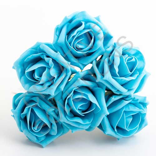 FR-0873 - Turquoise 5cm Colourfast Foam Roses